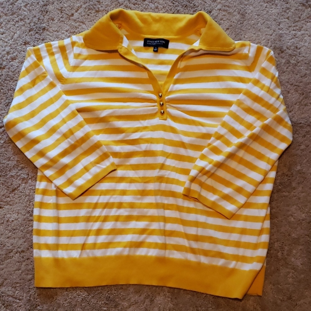 Jones NY striped collared top shirt 1x 🌸